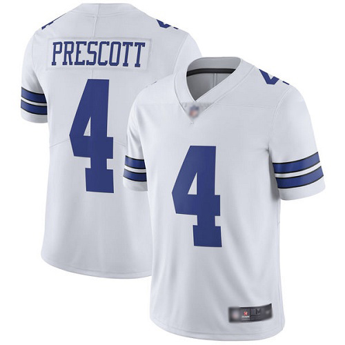 Men Dallas Cowboys Limited White Dak Prescott Road #4 Vapor Untouchable NFL Jersey->youth nfl jersey->Youth Jersey